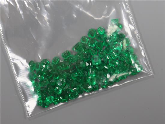 A quantity of loose unmounted assorted cut emeralds.